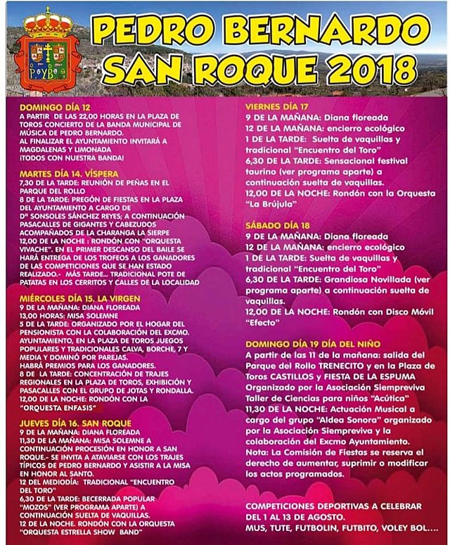Cartel de las Fiestas de San Roque 2018